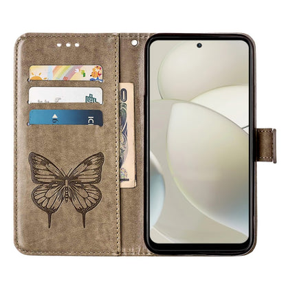 For Motorola Moto G Power 5G 2024 Embossed Butterfly Leather Phone Case(Grey) by buy2fix