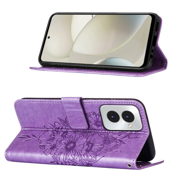 For Motorola Moto G Power 5G 2024 Embossed Butterfly Leather Phone Case(Purple) by buy2fix