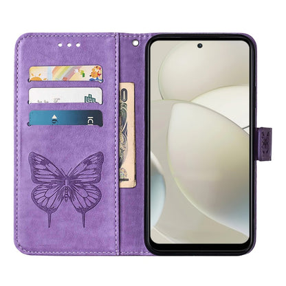 For Motorola Moto G Power 5G 2024 Embossed Butterfly Leather Phone Case(Purple) by buy2fix
