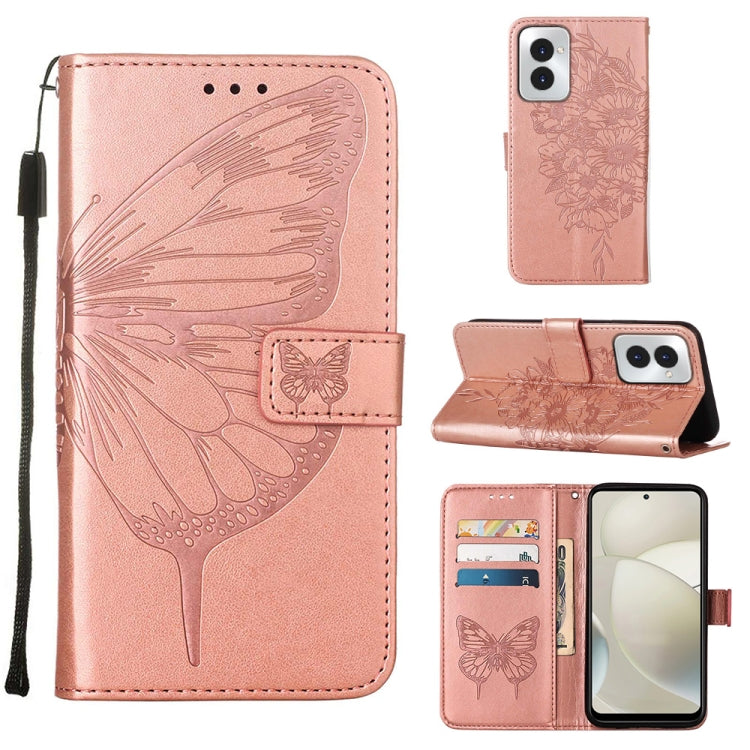 For Motorola Moto G Power 5G 2024 Embossed Butterfly Leather Phone Case(Rose Gold) by buy2fix