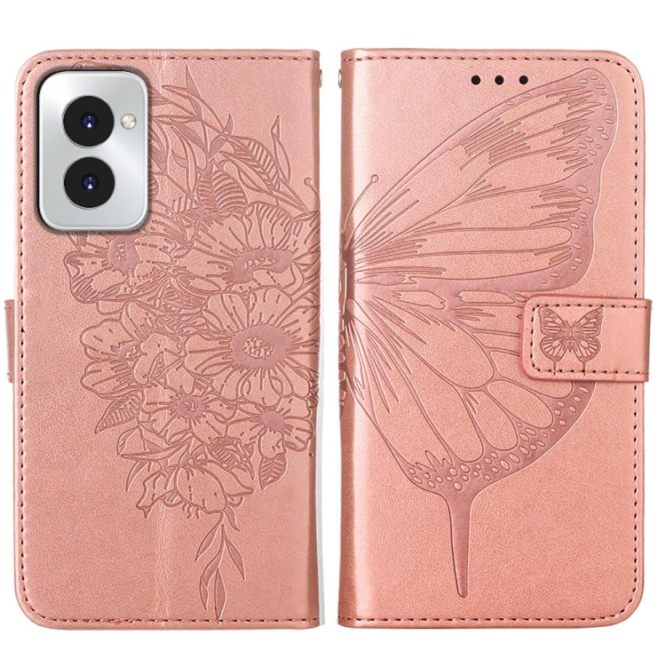 For Motorola Moto G Power 5G 2024 Embossed Butterfly Leather Phone Case(Rose Gold) by buy2fix
