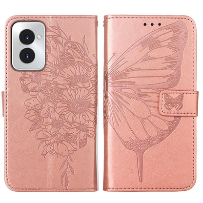 For Motorola Moto G Power 5G 2024 Embossed Butterfly Leather Phone Case(Rose Gold) by buy2fix