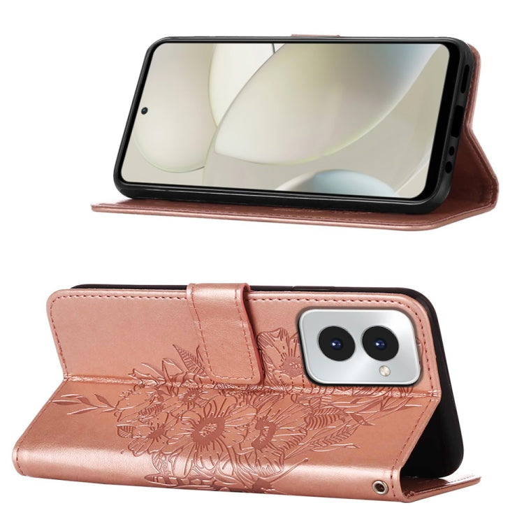 For Motorola Moto G Power 5G 2024 Embossed Butterfly Leather Phone Case(Rose Gold) by buy2fix