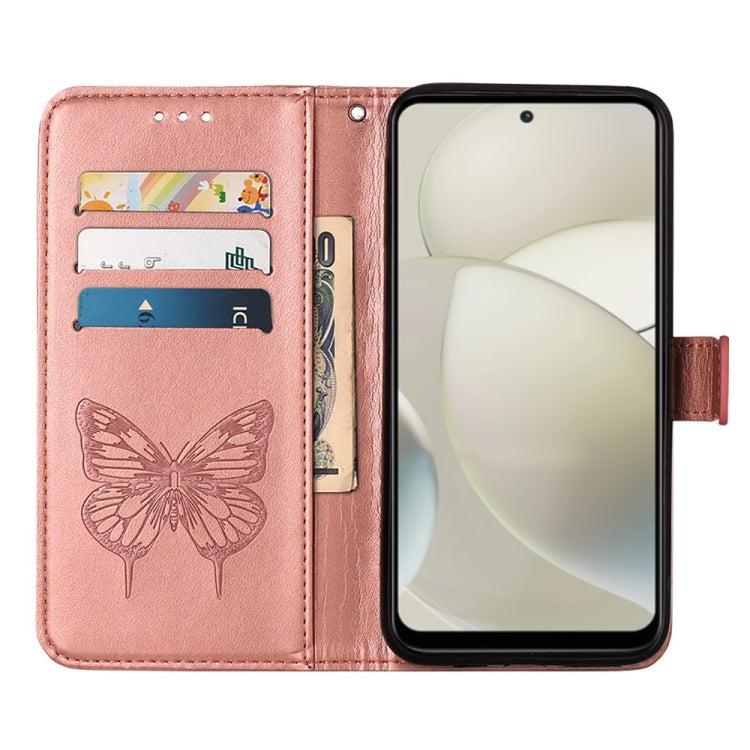 For Motorola Moto G Power 5G 2024 Embossed Butterfly Leather Phone Case(Rose Gold) by buy2fix
