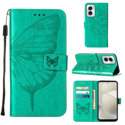 For Motorola Moto G Power 5G 2024 Embossed Butterfly Leather Phone Case(Green) by buy2fix