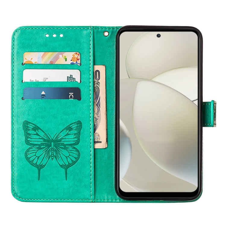 For Motorola Moto G Power 5G 2024 Embossed Butterfly Leather Phone Case(Green) by buy2fix