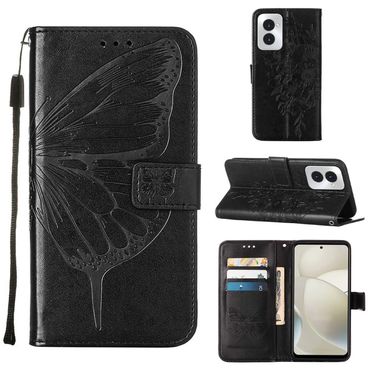 For Motorola Moto G Power 5G 2024 Embossed Butterfly Leather Phone Case(Black) by buy2fix