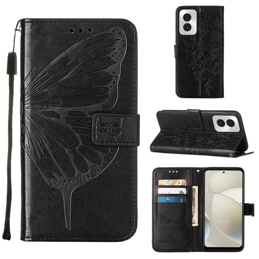 For Motorola Moto G Power 5G 2024 Embossed Butterfly Leather Phone Case(Black) by buy2fix