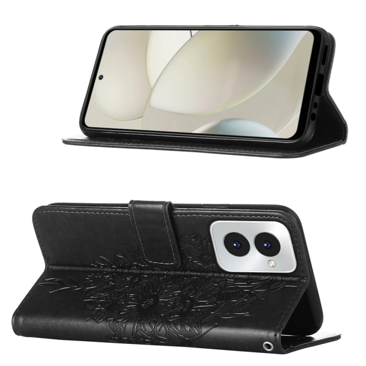 For Motorola Moto G Power 5G 2024 Embossed Butterfly Leather Phone Case(Black) by buy2fix