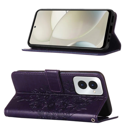 For Motorola Moto G Power 5G 2024 Embossed Butterfly Leather Phone Case(Dark Purple) by buy2fix
