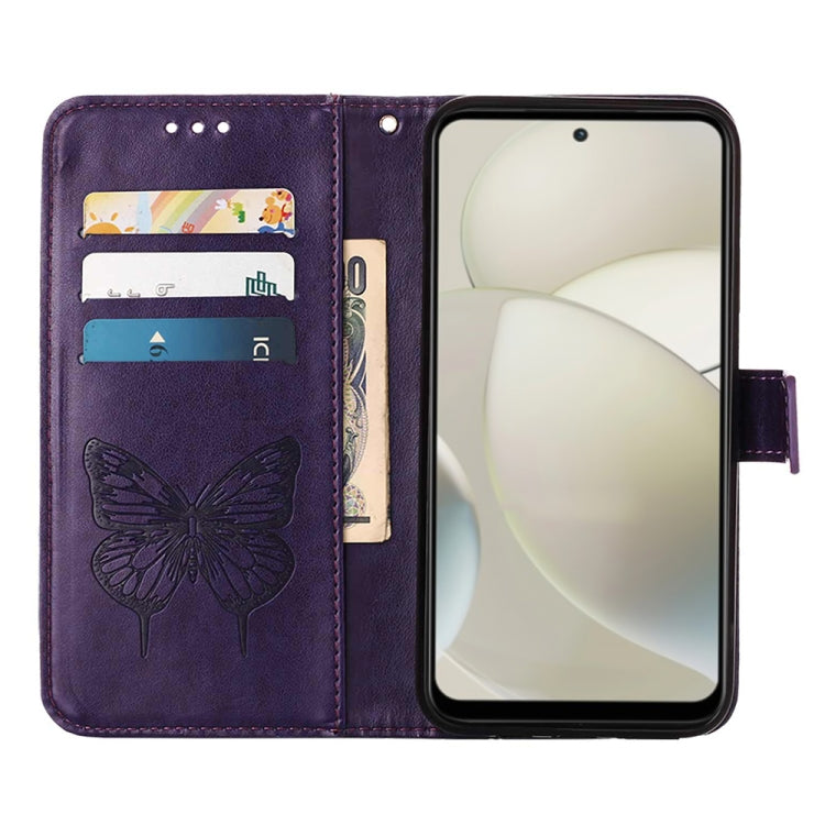 For Motorola Moto G Power 5G 2024 Embossed Butterfly Leather Phone Case(Dark Purple) by buy2fix