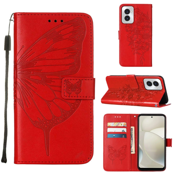 For Motorola Moto G Power 5G 2024 Embossed Butterfly Leather Phone Case(Red) by buy2fix