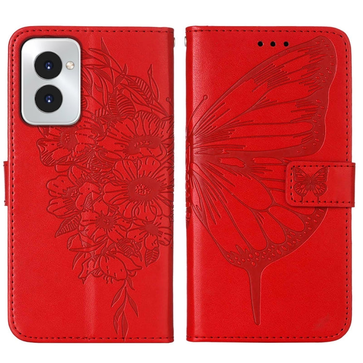 For Motorola Moto G Power 5G 2024 Embossed Butterfly Leather Phone Case(Red) by buy2fix
