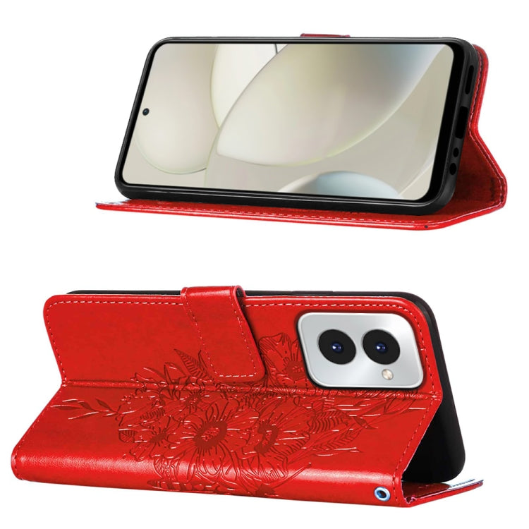 For Motorola Moto G Power 5G 2024 Embossed Butterfly Leather Phone Case(Red) by buy2fix
