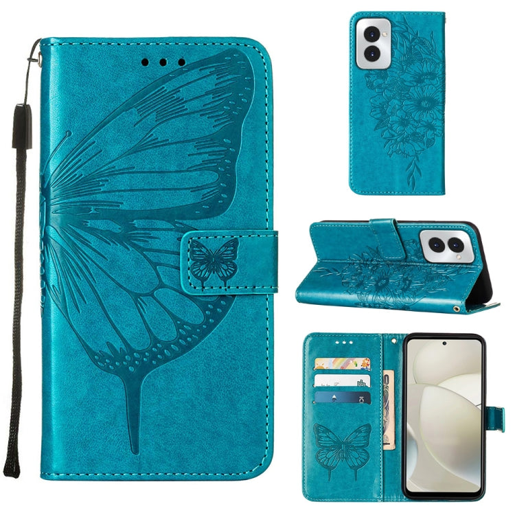 For Motorola Moto G Power 5G 2024 Embossed Butterfly Leather Phone Case(Blue) by buy2fix