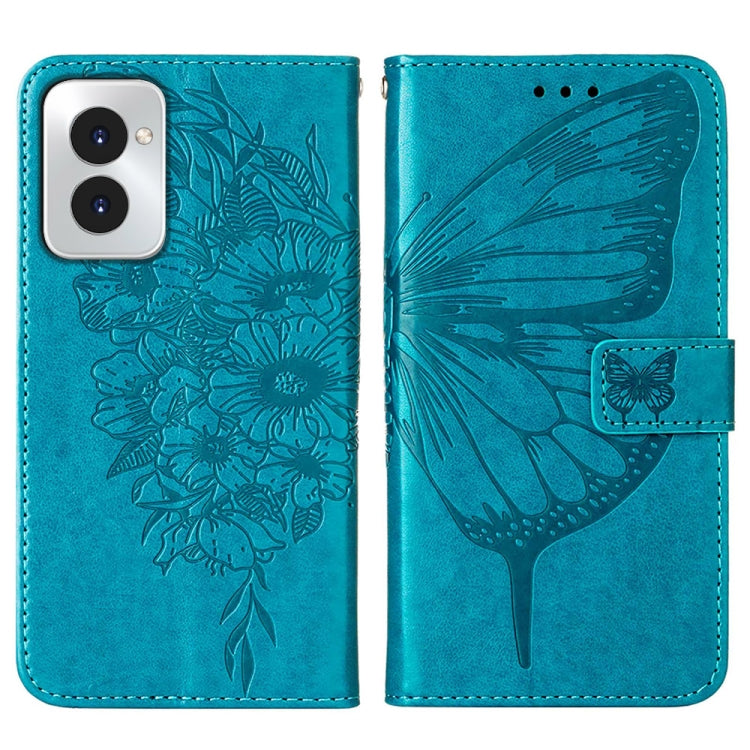 For Motorola Moto G Power 5G 2024 Embossed Butterfly Leather Phone Case(Blue) by buy2fix