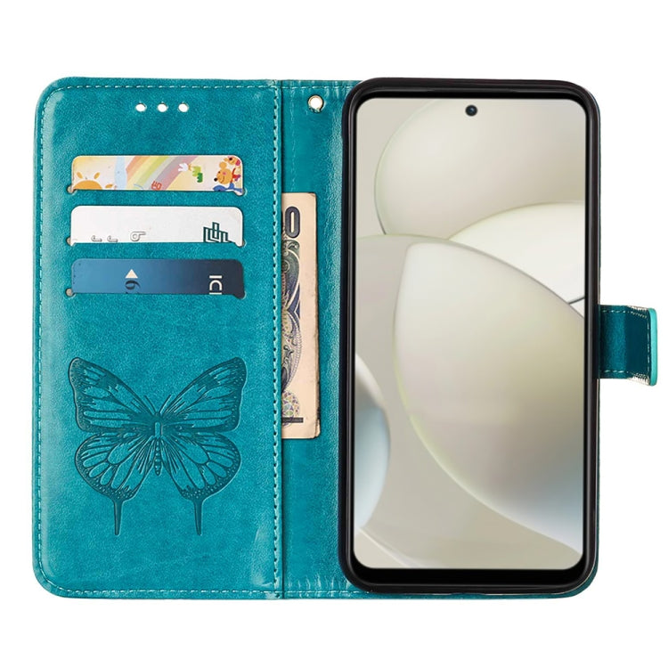 For Motorola Moto G Power 5G 2024 Embossed Butterfly Leather Phone Case(Blue) by buy2fix