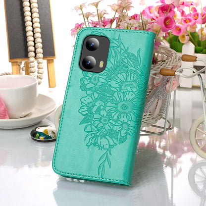 For Motorola Moto G Play 5G 2024 Embossed Butterfly Leather Phone Case(Green) by buy2fix