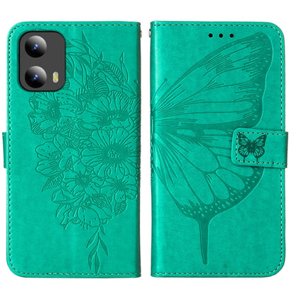 For Motorola Moto G Play 5G 2024 Embossed Butterfly Leather Phone Case(Green) by buy2fix