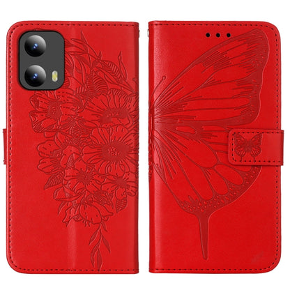 For Motorola Moto G Play 5G 2024 Embossed Butterfly Leather Phone Case(Red) by buy2fix