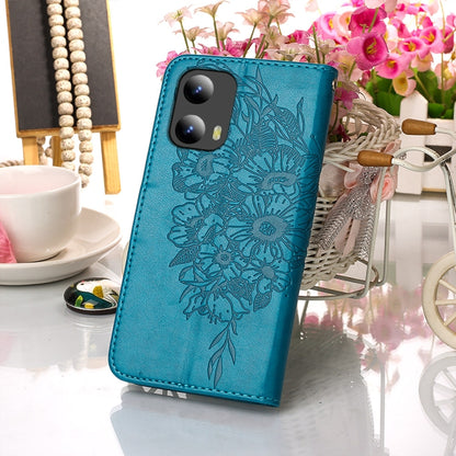 For Motorola Moto G Play 5G 2024 Embossed Butterfly Leather Phone Case(Blue) by buy2fix