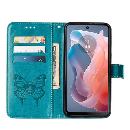 For Motorola Moto G Play 5G 2024 Embossed Butterfly Leather Phone Case(Blue) by buy2fix