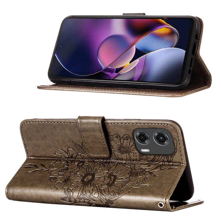 For Motorola Moto G Stylus 5G 2024 Embossed Butterfly Leather Phone Case(Grey) by buy2fix