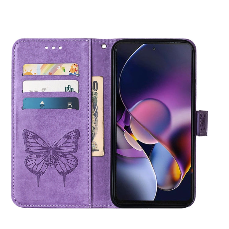 For Motorola Moto G Stylus 5G 2024 Embossed Butterfly Leather Phone Case(Purple) by buy2fix