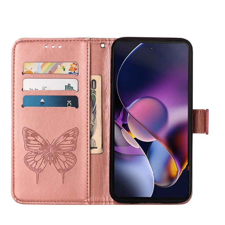 For Motorola Moto G Stylus 5G 2024 Embossed Butterfly Leather Phone Case(Rose Gold) by buy2fix