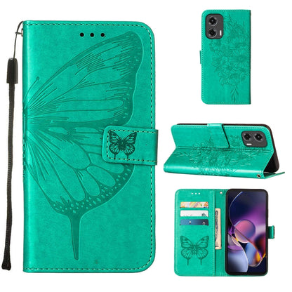 For Motorola Moto G Stylus 5G 2024 Embossed Butterfly Leather Phone Case(Green) by buy2fix