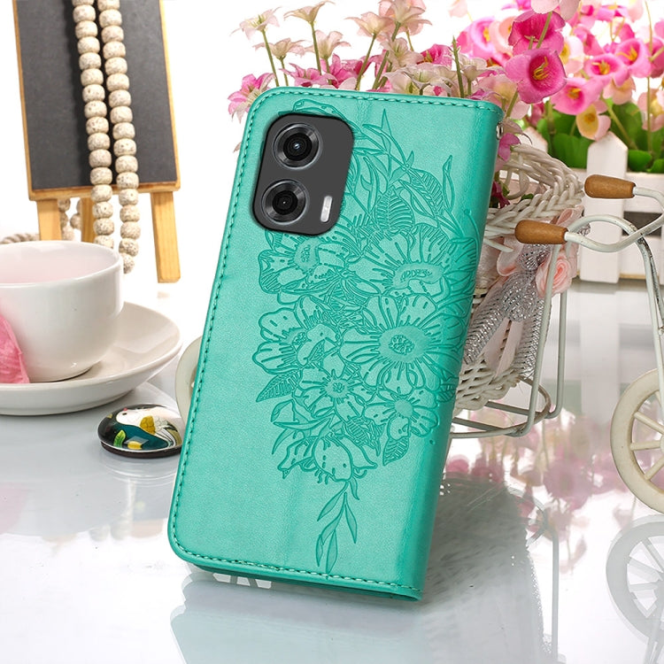 For Motorola Moto G Stylus 5G 2024 Embossed Butterfly Leather Phone Case(Green) by buy2fix