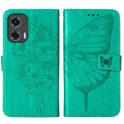 For Motorola Moto G Stylus 5G 2024 Embossed Butterfly Leather Phone Case(Green) by buy2fix