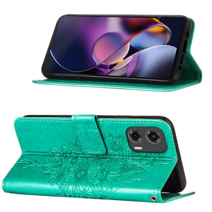 For Motorola Moto G Stylus 5G 2024 Embossed Butterfly Leather Phone Case(Green) by buy2fix