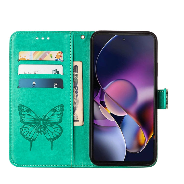 For Motorola Moto G Stylus 5G 2024 Embossed Butterfly Leather Phone Case(Green) by buy2fix