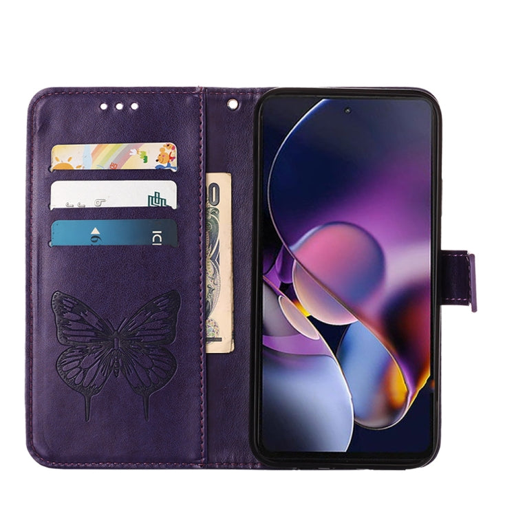 For Motorola Moto G Stylus 5G 2024 Embossed Butterfly Leather Phone Case(Dark Purple) by buy2fix