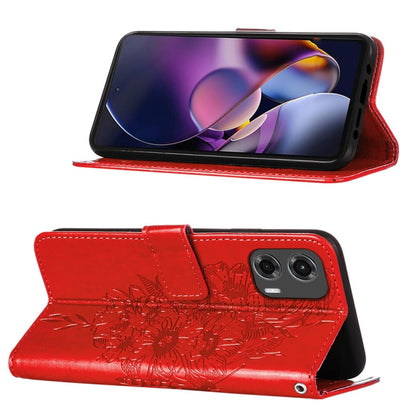 For Motorola Moto G Stylus 5G 2024 Embossed Butterfly Leather Phone Case(Red) by buy2fix
