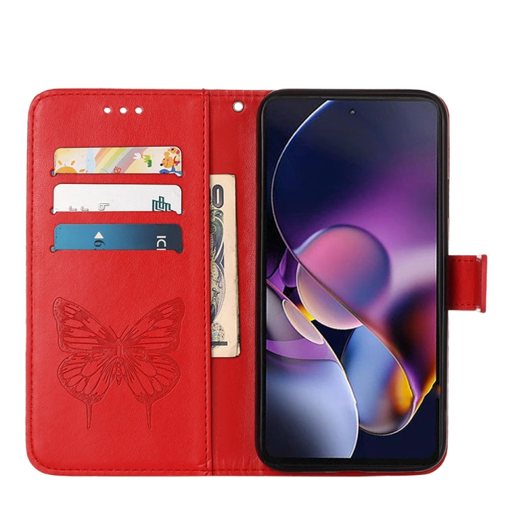 For Motorola Moto G Stylus 5G 2024 Embossed Butterfly Leather Phone Case(Red) by buy2fix
