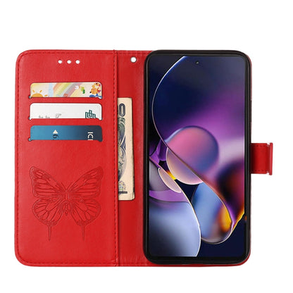 For Motorola Moto G Stylus 5G 2024 Embossed Butterfly Leather Phone Case(Red) by buy2fix
