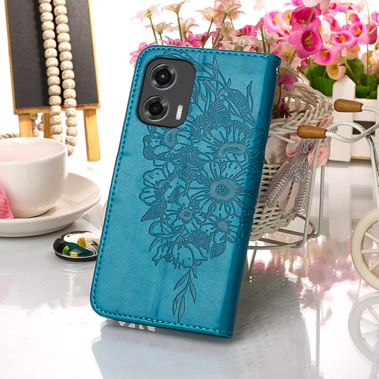 For Motorola Moto G Stylus 5G 2024 Embossed Butterfly Leather Phone Case(Blue) by buy2fix