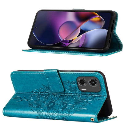 For Motorola Moto G Stylus 5G 2024 Embossed Butterfly Leather Phone Case(Blue) by buy2fix