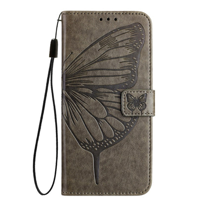 For Motorola Edge 50 Pro Embossed Butterfly Leather Phone Case(Grey) by buy2fix