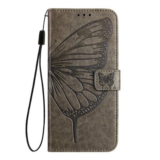 For Motorola Edge 50 Pro Embossed Butterfly Leather Phone Case(Grey) by buy2fix