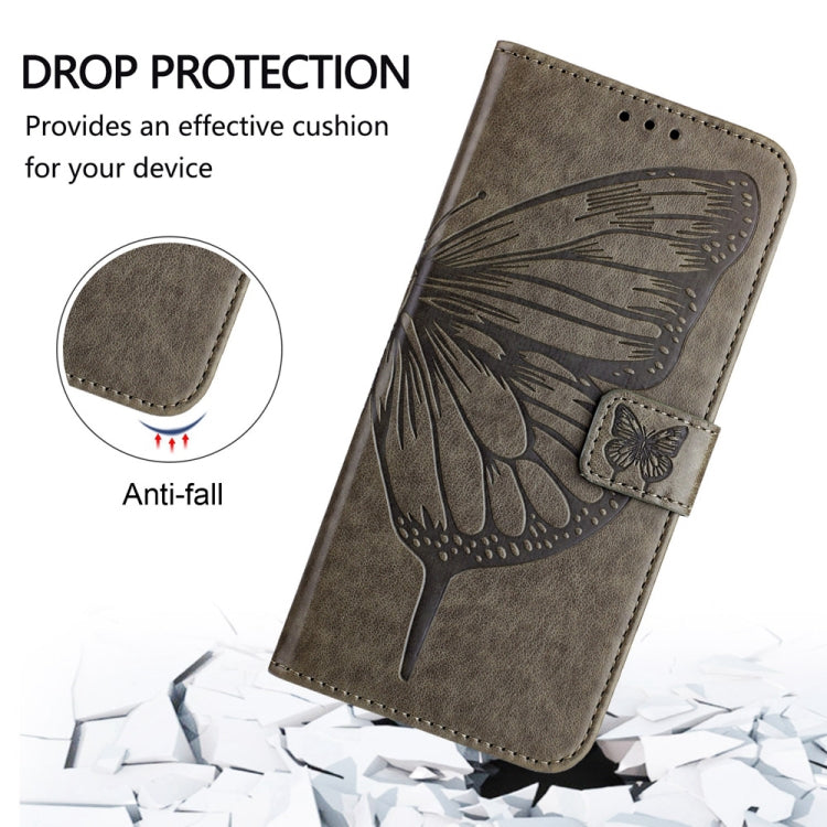 For Motorola Edge 50 Pro Embossed Butterfly Leather Phone Case(Grey) by buy2fix