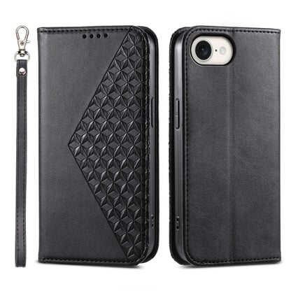For iPhone 16e Cubic Grid Calf Texture Magnetic Leather Phone Case(Black) by buy2fix
