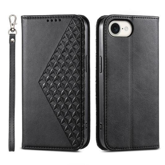 For iPhone 16e Cubic Grid Calf Texture Magnetic Leather Phone Case(Black) by buy2fix