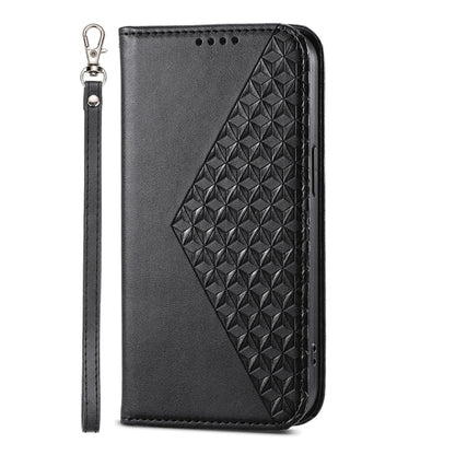 For iPhone 16e Cubic Grid Calf Texture Magnetic Leather Phone Case(Black) by buy2fix