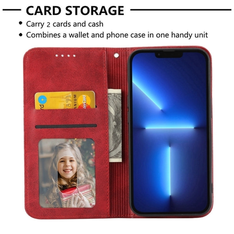 For iPhone 16e Cubic Grid Calf Texture Magnetic Leather Phone Case(Red) by buy2fix