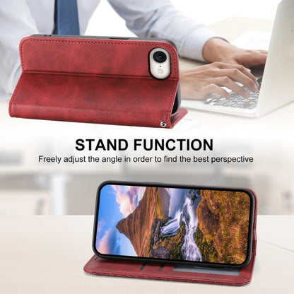 For iPhone 16e Cubic Grid Calf Texture Magnetic Leather Phone Case(Red) by buy2fix