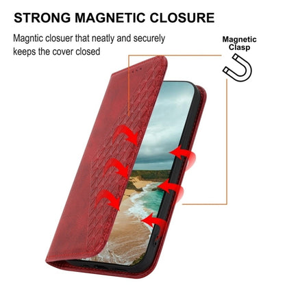 For iPhone 16e Cubic Grid Calf Texture Magnetic Leather Phone Case(Red) by buy2fix