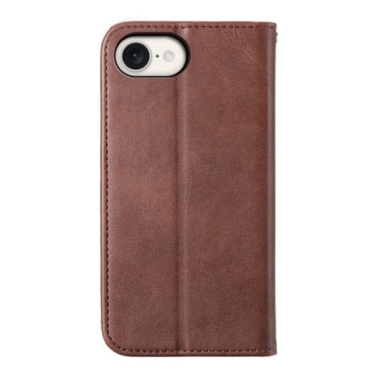 For iPhone 16e Cubic Grid Calf Texture Magnetic Leather Phone Case(Brown) by buy2fix